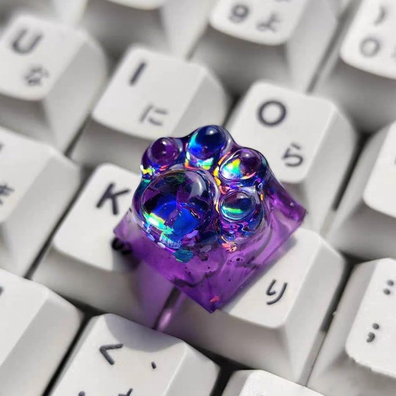 Elacgap Cat Claw Keycap Cute Drip Glue Backlight Keycaps DIY ESC Arrow Key Keycap Replacement for Cherry MX Gaming Mechanical Keyboard (Dark Purple) - Image 3